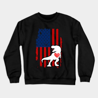 T-Rex Merica Usa American Flag Crewneck Sweatshirt